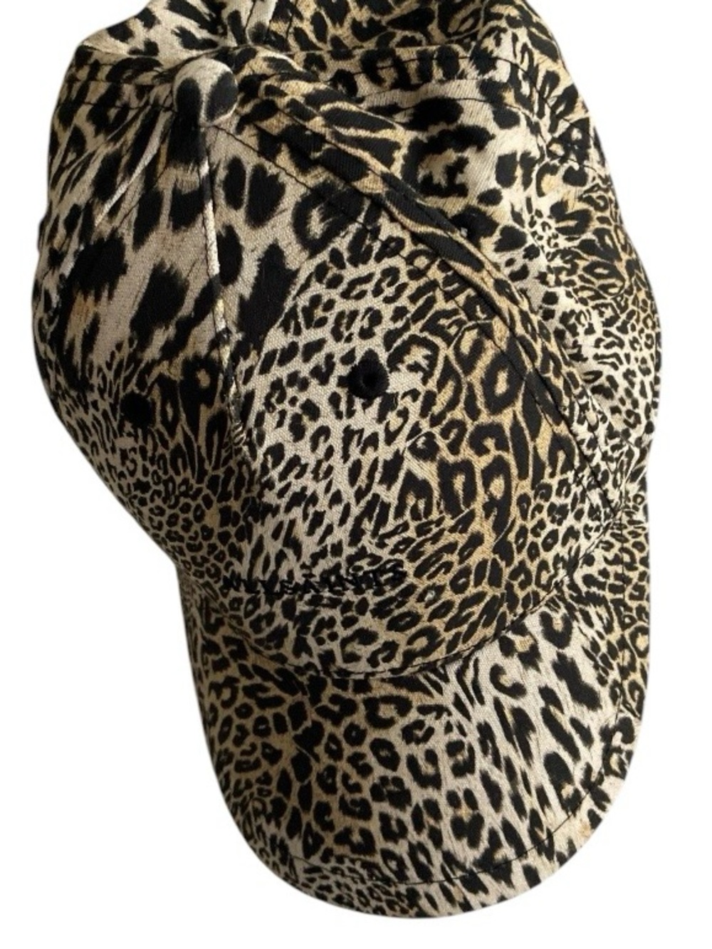 All Saints Leopard Print Baseball Cap in Black and Cream